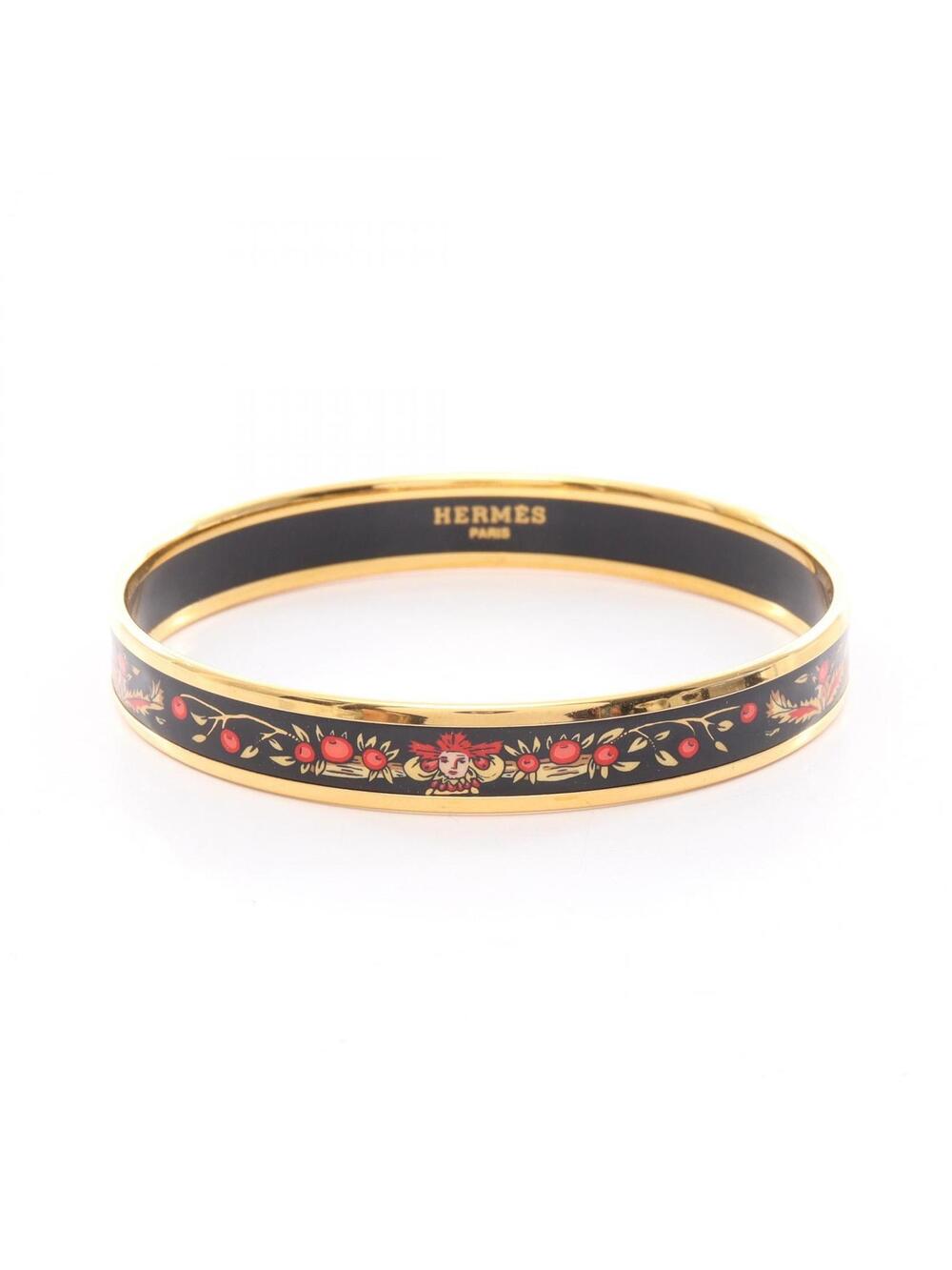 Hermes Emaille Pm Bangle Bracelet Gold #356702H41B